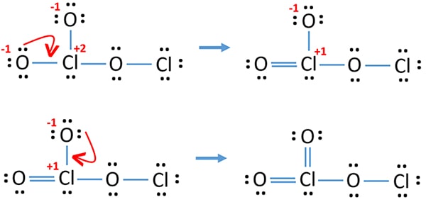 reduce charges on oxygen and chlorine atoms in Cl2O3